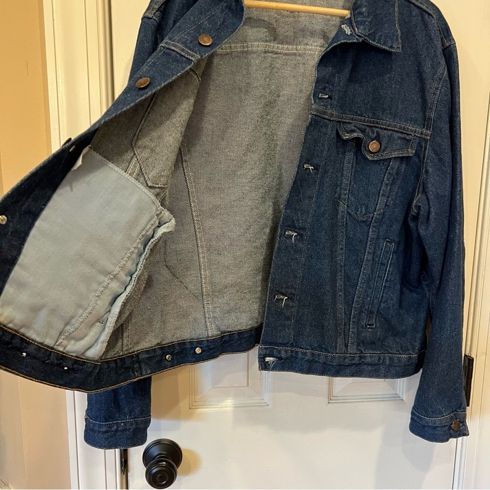 Vintage 80s 90s Denim Jacket Floral Tapestry Patch Back Western Jean Women’s M - Picture 10 of 13